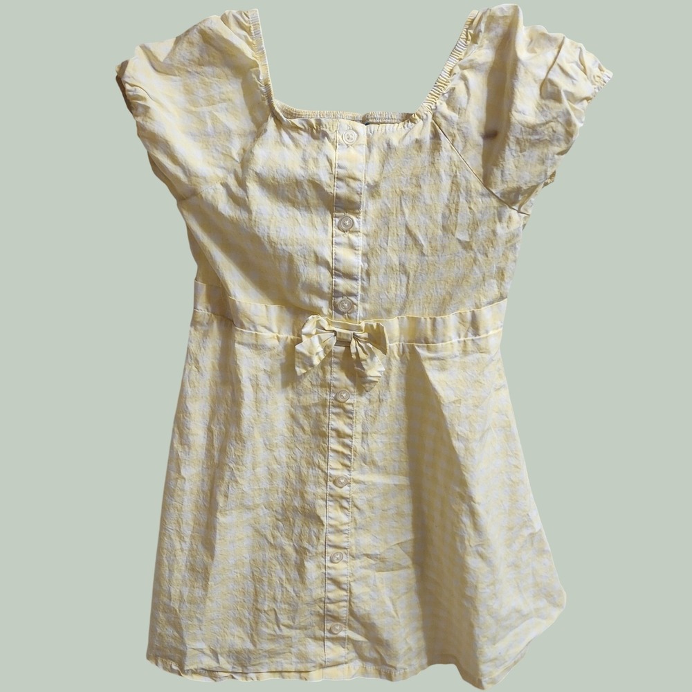 Draper James Yellow Gingham Button Down Peplum Top Cotton Bow Accent Size 6